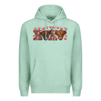 Seafoam Xoxo highland cows Premium Hoodie - RanaPortraitStore