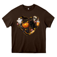 Chocolate Brown Halloween Heart Heavy Core Tee - texasbilliewilder