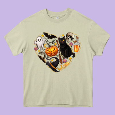 Halloween Heart Heavy Core Tee Designed By Texasbilliewilder