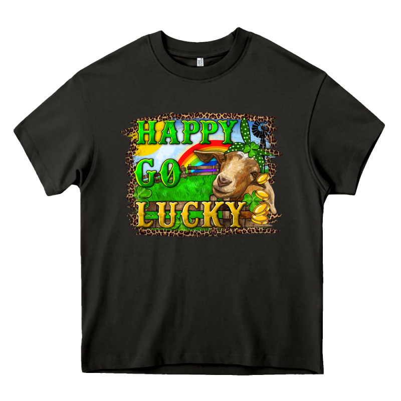 Happy Go Lucky Goat Heavy Core Tee by RanaPortraitStore | Teevron