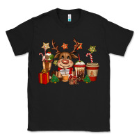 Black reindeer coffe cups christmas Classic Tee - CowGirlArtShop