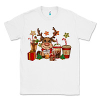 White reindeer coffe cups christmas Classic Tee - CowGirlArtShop