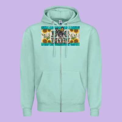 Dog Mom French  Bulldog License Plate Template Zipper Hoodie Designed By Barkaloodesign