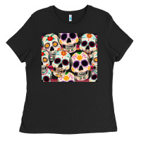 Black cinco de mayo skull Ladies Tee - CowGirlArtShop