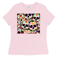 Bubblegum Pink cinco de mayo skull Ladies Tee - CowGirlArtShop