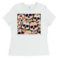 White cinco de mayo skull Ladies Tee - CowGirlArtShop