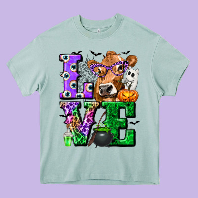 Love Cow Halloween Tbw Heavy Core Tee Designed By Texasbilliewilder