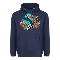 Navy race sunflower patches Heavyweight Hoodie - AdoDesignShop