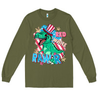 Army Green Red white rawr Long Sleeve Tee - FaDigitalArtStudio