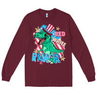 Burgundy Red white rawr Long Sleeve Tee - FaDigitalArtStudio