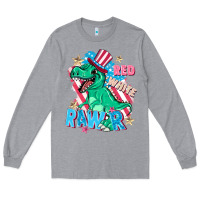 Heather Grey Red white rawr Long Sleeve Tee - FaDigitalArtStudio