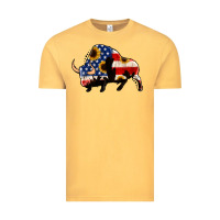 Vintage Mustard american flag bison Vintage Tee - Jasminsmagicworld