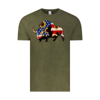 Vintage Olive american flag bison Vintage Tee - Jasminsmagicworld