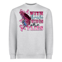 Heather Grey with brave wings she flies Heavyweight Sweatshirt - BarkalooDesign