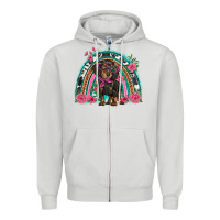 Dove Grey dachshund dog pink  floral rainbow Zipper Hoodie - BarkalooDesign