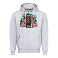 Heather Grey dachshund dog pink  floral rainbow Zipper Hoodie - BarkalooDesign