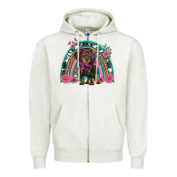 Oatmeal Heather dachshund dog pink  floral rainbow Zipper Hoodie - BarkalooDesign