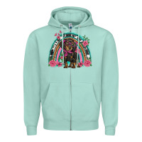 Seafoam dachshund dog pink  floral rainbow Zipper Hoodie - BarkalooDesign
