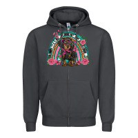 Smoke dachshund dog pink  floral rainbow Zipper Hoodie - BarkalooDesign