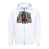 Dachshund Dog Pink  Floral Rainbow Zipper Hoodie | Teevron