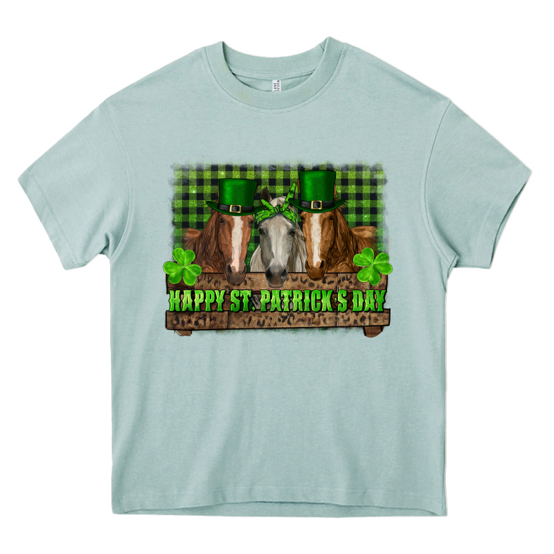 Happy St. Patrick's Day Horses With Leprechaun Hat And Bandana Heavy Core Tee by RanaPortraitStore | Teevron