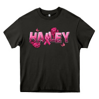 Asphalt Personalized Pink Cancer Themed Name Heavy Core Tee - NancyCooperArtShop