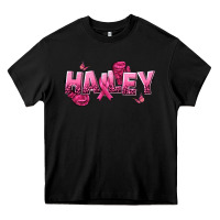 Black Personalized Pink Cancer Themed Name Heavy Core Tee - NancyCooperArtShop