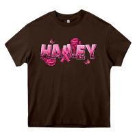 Chocolate Brown Personalized Pink Cancer Themed Name Heavy Core Tee - NancyCooperArtShop