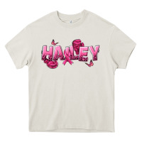 Cream Personalized Pink Cancer Themed Name Heavy Core Tee - NancyCooperArtShop