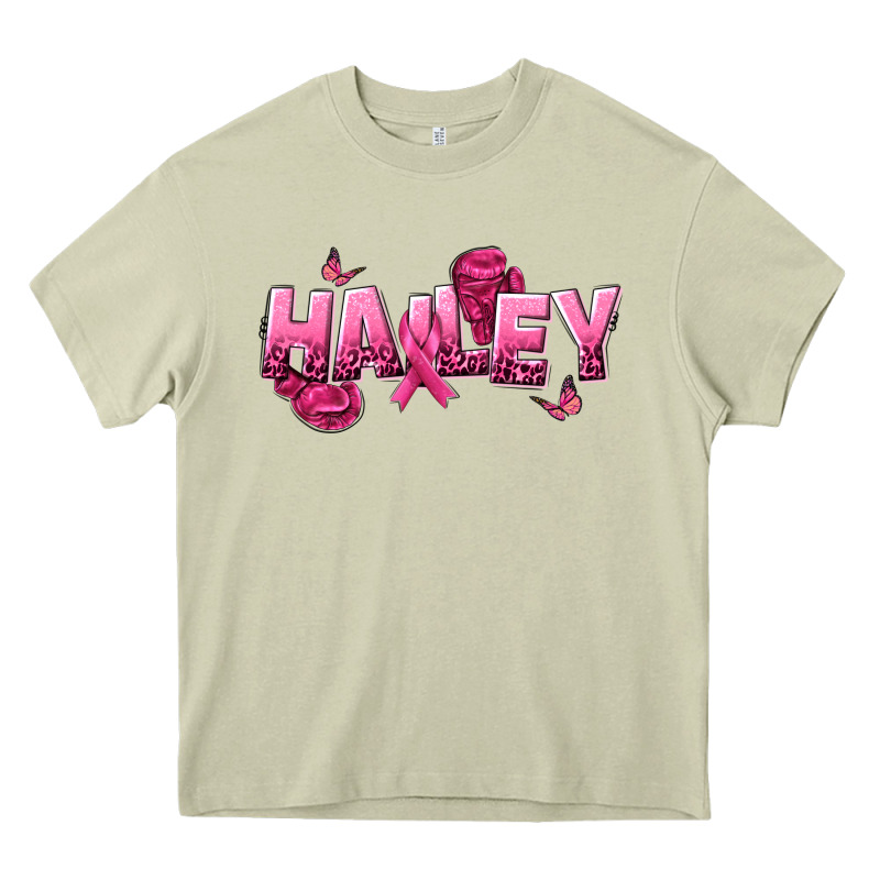 Personalized Pink Cancer Themed Name Heavy Core Tee by NancyCooperArtShop | Teevron