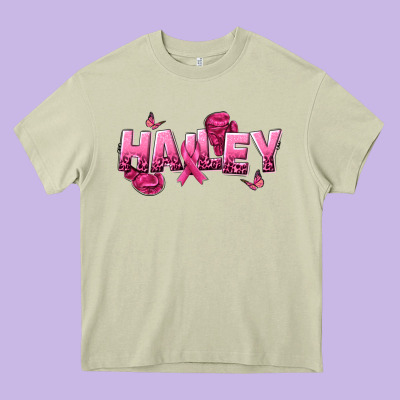 Personalized Pink Cancer Themed Name Heavy Core Tee Designed By Nancycooperartshop