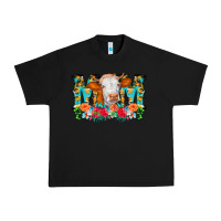 Black Mom Cow Flowers Urban Heavy Tee - CowCowDesign
