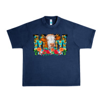 Navy Mom Cow Flowers Urban Heavy Tee - CowCowDesign