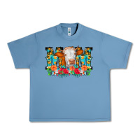 Pebble Blue Mom Cow Flowers Urban Heavy Tee - CowCowDesign