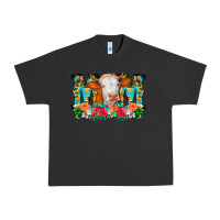 Pigment Black Mom Cow Flowers Urban Heavy Tee - CowCowDesign
