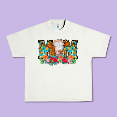 Mom Cow Flowers Urban Heavy Tee Designed By Cowcowdesign