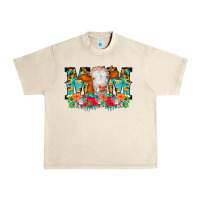 Sandshell Mom Cow Flowers Urban Heavy Tee - CowCowDesign
