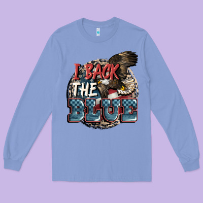 I Back The Blue Long Sleeve Tee Designed By Fadigitalartstudio