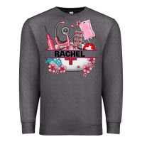 Charcoal Heather costom name nurse hat and elements Premium Sweatshirt - AdoDesignShop