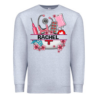 Heather Grey costom name nurse hat and elements Premium Sweatshirt - AdoDesignShop