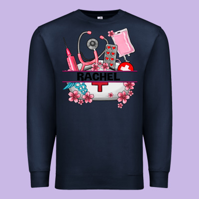 Costom Name Nurse Hat And Elements Premium Sweatshirt Designed By Adodesignshop