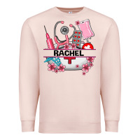 Pale Pink costom name nurse hat and elements Premium Sweatshirt - AdoDesignShop