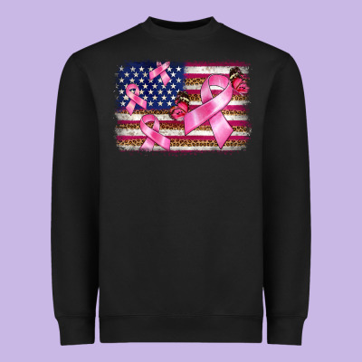 Breast Cancer American Flag Background Heavyweight Sweatshirt Designed By Barkaloodesign