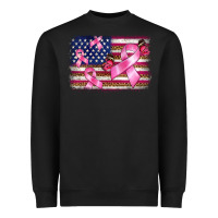 Black breast cancer american flag background Heavyweight Sweatshirt - BarkalooDesign