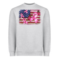 Heather Grey breast cancer american flag background Heavyweight Sweatshirt - BarkalooDesign