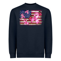 Navy breast cancer american flag background Heavyweight Sweatshirt - BarkalooDesign