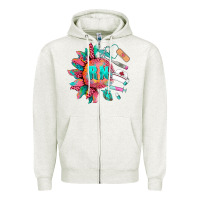 Oatmeal Heather western registered nurse  medical instruments Zipper Hoodie - BarkalooDesign