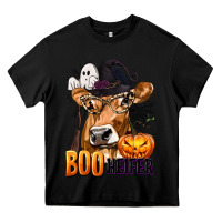 Black Boo Heifer Cow with Halloween Heavy Core Tee - texasbilliewilder