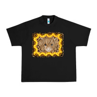 Black Baby Cow Leopard Sunflowers Urban Heavy Tee - CowCowDesign