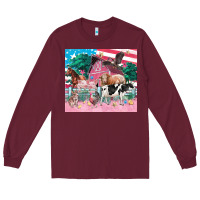 Burgundy American farm animals tumbler 4th of july Long Sleeve Tee - FaDigitalArtStudio
